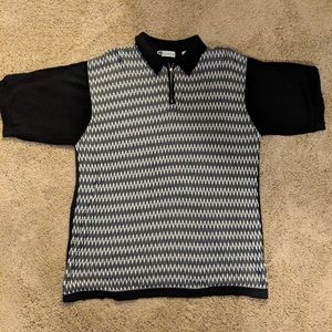 Bachrach Zip Up Pattern Polo XL